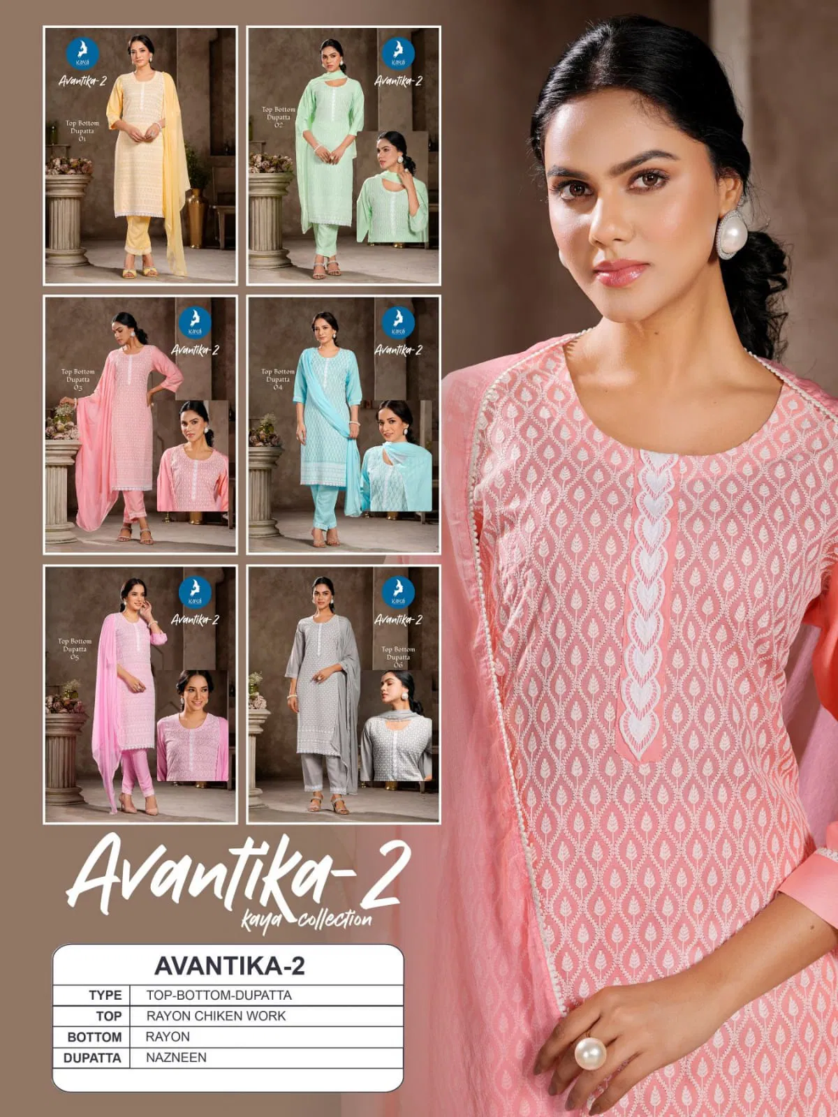 Avantika 2 By Kaya Rayon Kurti With Bottom Dupatta Wholesale In India